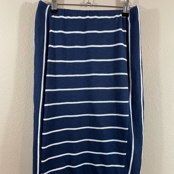 Renee C Women's navy blue white striped lined midi skirt, sz S, EUC - Picture 1 of 6